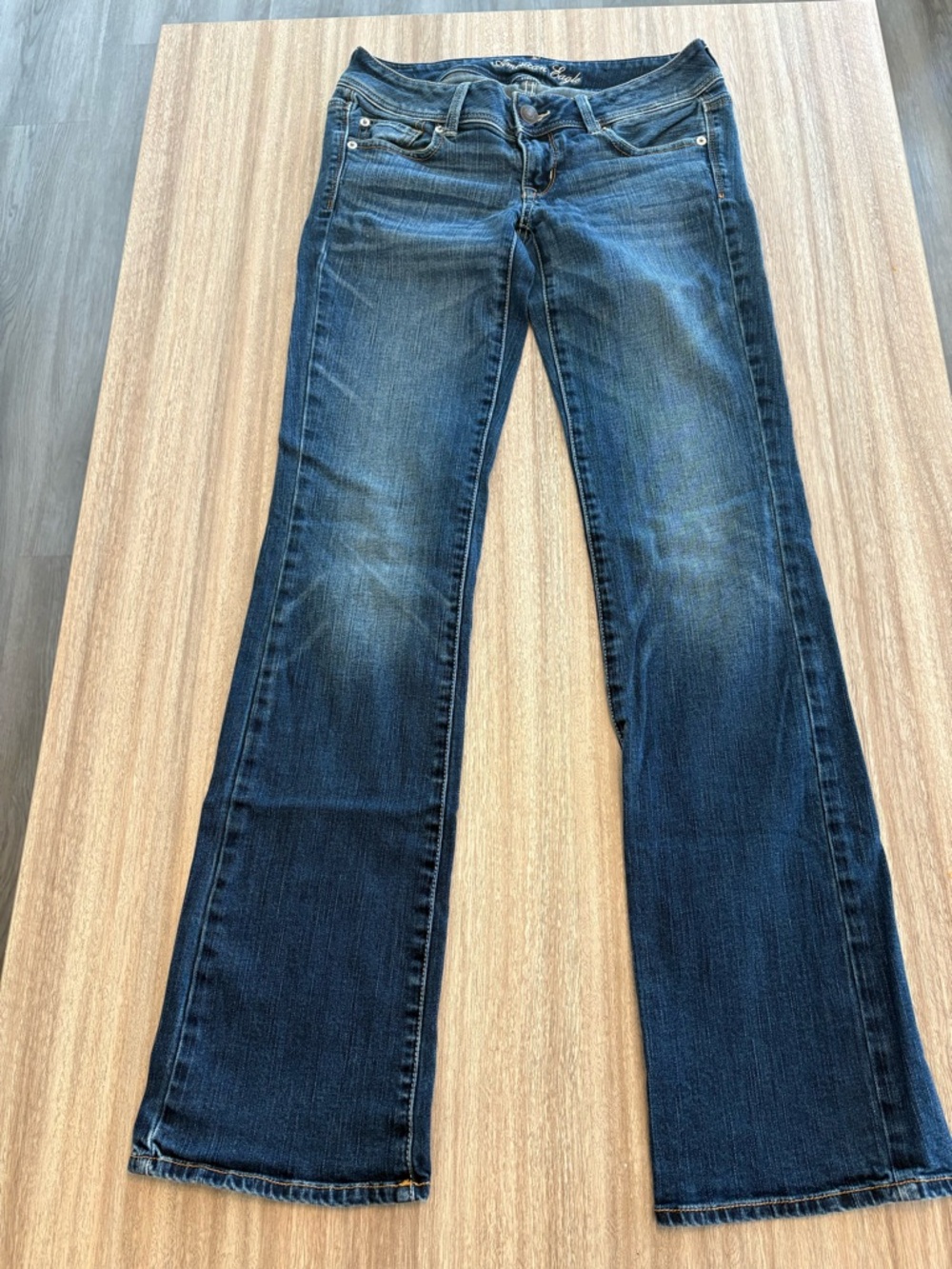 American Eagle Outfitters Dark Blue slim boot stretch jeans size 4 long